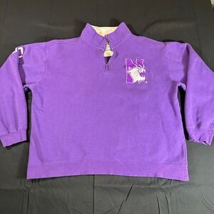 Vintage NCAA Collegiate Northwestern Wildcats Quarter Zip Sweatshirt Women's XL